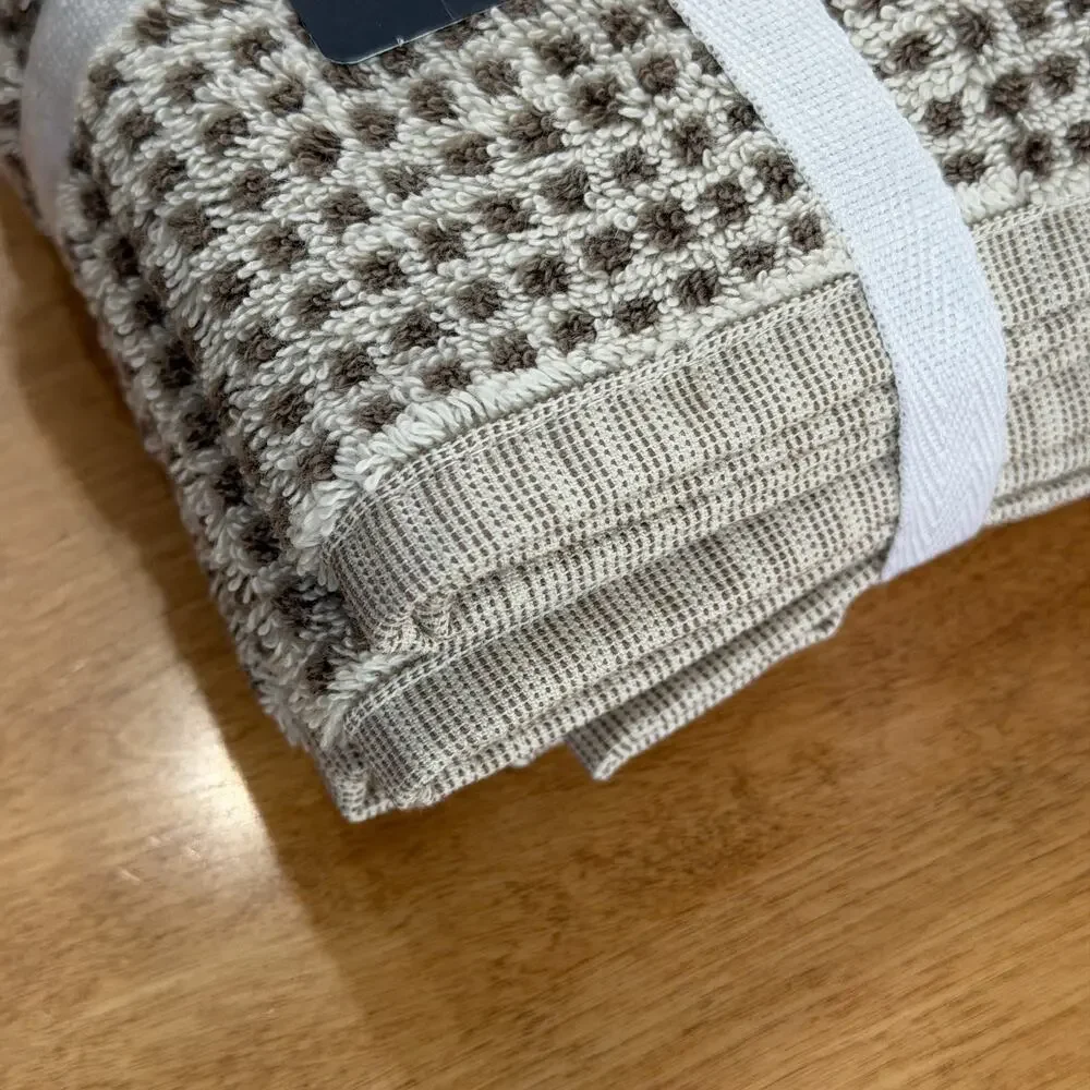Brooks Brothers Set of 4 Premium Turkish Cotton Washcloths Taupe Ivory Grid NWT